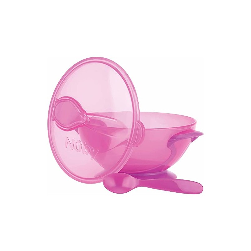 Nûby ID541 9Pink Baby Feeding Bowl with Suction Base and