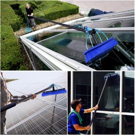 26FT Water Fed Pole Kit, Window Solar Panel Cleaning Brush and Pole, Window Washing Equipment Solar Panel Roof Glass Cleaner Tool