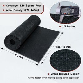 BXI SBS Modified Bitumen Waterproofing Membrane Roll, 13 Inch x 8.2 Feet Thick Flexible Torch-on Asphalt Roofing Material, Self-Healing Flashing Sealant Outdoor Roof Foundation Ice and Water Shield