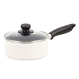 Pearl Metal HB-4402 Single Hand Pot, White, 6.3 inches (16 cm), Induction Compatible, Fluorine Processed, Glass Lid Included, Just Size