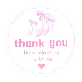 120pcs Pink Bow Thank You Stickers, 2 Inch Self-Adhesive Cute Small Business Thank You Stickers Party Party Decor Supplies for Coming Packaging Baby Shower & Birthday