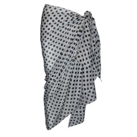 P4F Soft Polka Dot Cotton Sarong (UK, Alpha, One Size, Regular, Regular, White/Black)