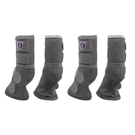 Harrison Howard Horse Fly Boots Perfect Contoured Fit Leg Guards Dense Mesh Boots with Ventilated Comfort Reliable Protection from Summer Elements Set of 4 Original Grey XL