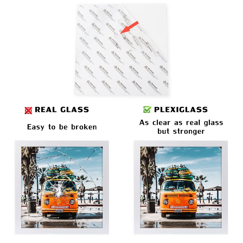 Picture Frames 6x6 White Nature Solid Wood 2 Pack for