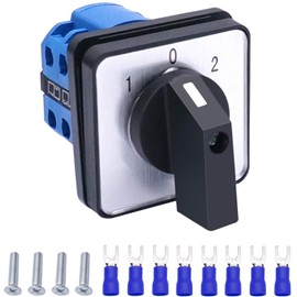 Taiss Universal Changeover Switch 20A 550V 3 Position 8 Terminals Latching Rotary Cam Selector Switch + SV2-4s Blue Connection Terminal LW26-20/2