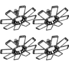 Garage Light 4 Pack - 240W 24000LM 6500K Garage Lights Ceiling LED with 8+1 Deformable Panels, E26/E27 Screw Socket in LED Shop Light for Workshop, Basement, Gym, Barn, Warehouse etc Bay Lighting