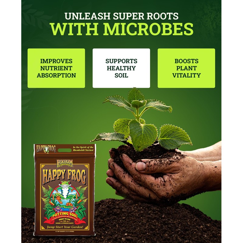 FoxFarm Happy Frog Potting Soil, 12qt – for Indoor/Outdoor Container