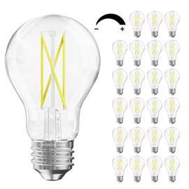 DAYBETTER 24 Pack A19 Vintage LED Edison Bulbs, 60W Equivalent Dimmable LED Bulbs, High Brightness 5000K Daylight, 800 Lumens, 8W E26 Standard Base, Ultra-Bright, CRI80+, Clear Glass Filament Bulb