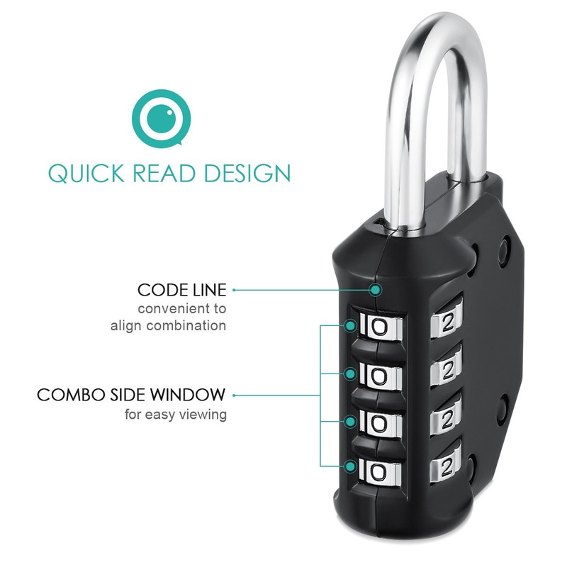 ORIA 2 Pcs Combination Padlock 4 Digit Code, HA9_2PCS-O52118-ODE