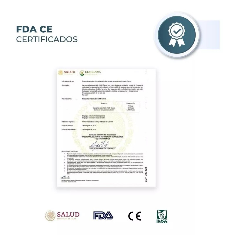 Sanwo Kn95 Cubre Bocas Sanwo Blanco Certificado 20pz Ajuste Nasal