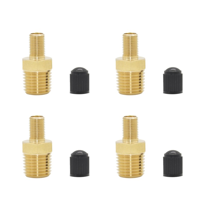 4Pcs Schrader Valve 1/4Inch NPT Male Brass Schrader Valves with