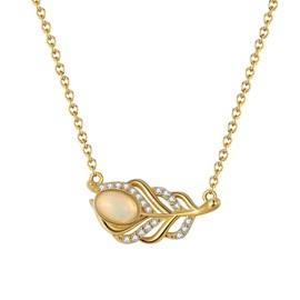 HeyMeili Women's Necklace, Feather, Wing, Stylish, 925 Silver, Opal Necklace, Natural Stone, Pendant, Popular, Jewelry Gift, Opal