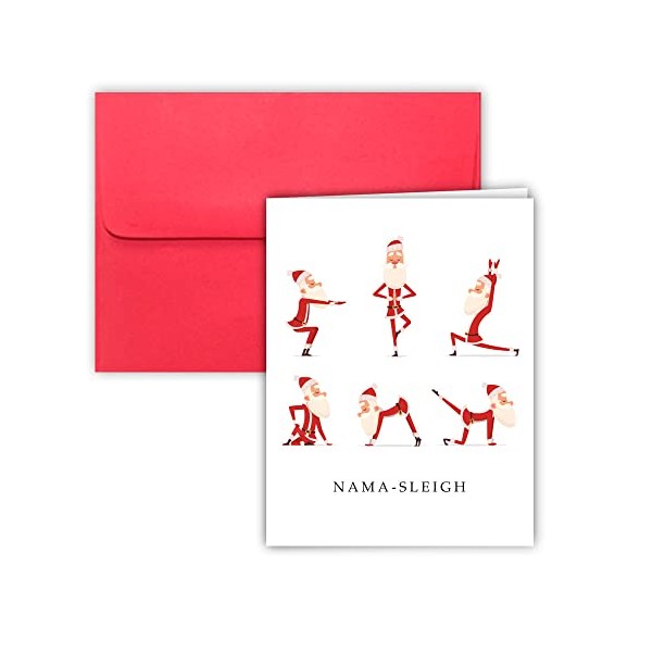 Paper Frenzy Yoga Santa Christmas Cards and Envelopes - 25