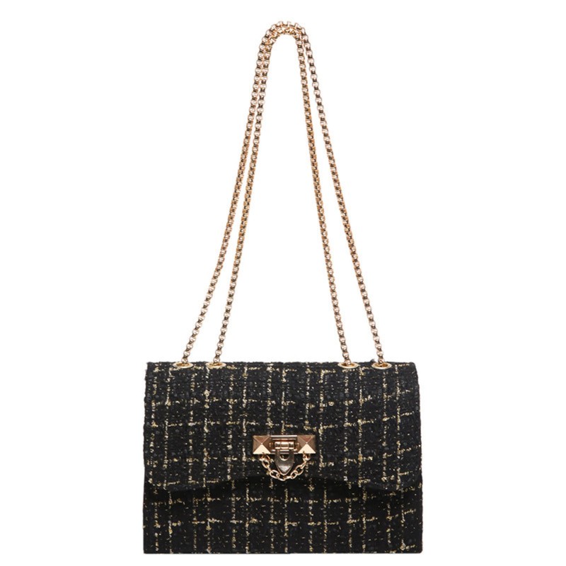 Vertex Prime Chic Fashionable Stylish Houndstooth Woolen Shoulder Bag for