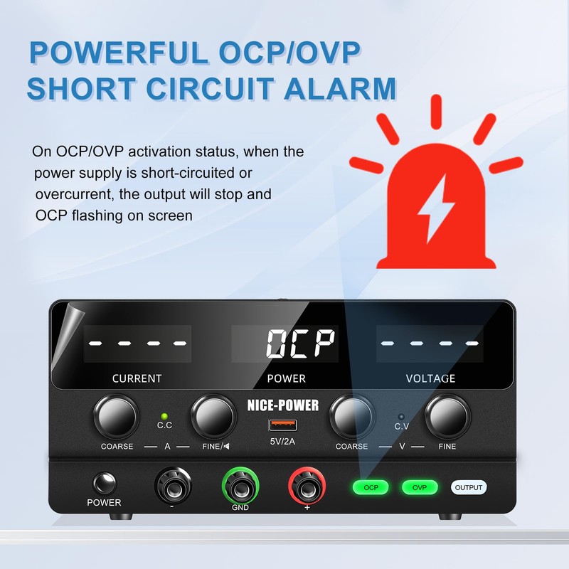NICE-POWER DC Power Supply Variable 30V 10A, 300W Encoder Adjustable
