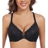 DotVol Women's Front Closure Underwire T-Back Full Figure Plus Size