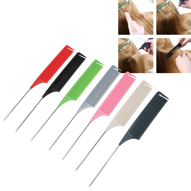 7pcs RatTail Hairdressing Styling Comb FineTooth Salon Dyeing Tinting Hair