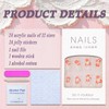 Flower Press on Nails Medium Square SWEKKE White Fake Nails
