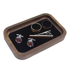DSHOM Walnut Solid Wood Square Jewelry Display Tray for Elegant Presentation of Your Finest Pieces, Perfect for Personal Use Men Gift