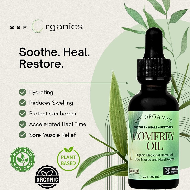 SSF Organics- Healing Comfrey Oil Concentrate. Natural Therapy for Joints,