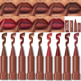 MooGlamor Matte Lip Liner Set Gradient Velvet Lip Crayon with Retractable and Long-Lasting Lipsticks for Women and Gift (9 Pcs #01-#09)