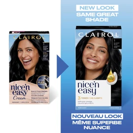Clairol Nice'n Easy Permanent Hair Dye, 1 Blackest Black Hair Color, 1 Count