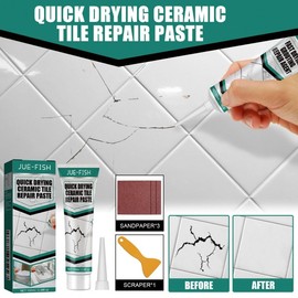 Jue-Fish Ceramic Tile Repair Cream - For Bathtubs, Marble, Furniture, and Toilets - 100ml Set