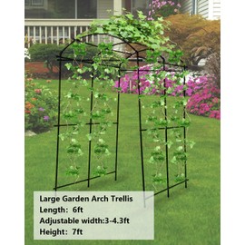 7FT Garden Arch Trellis for Climbing Plants Outdoor, Stainless Steel PE Coated Arched Trellis for Raised Garden Bed, Trellis Arbor Tunnel for Grapes/Cucumber with Mounting Clips and Nylon Net