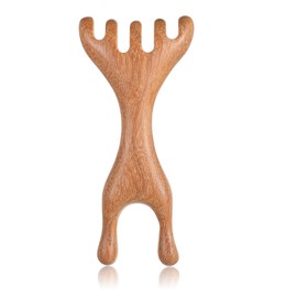 LIQWEI 1 Pc Double-Ended Wood Scalp Massager, Meridian Massage Combs Head Massage Tool, Wooden Back Scratcher Gua Sha Facial Tools for Deep Relaxation & Stress Reduction