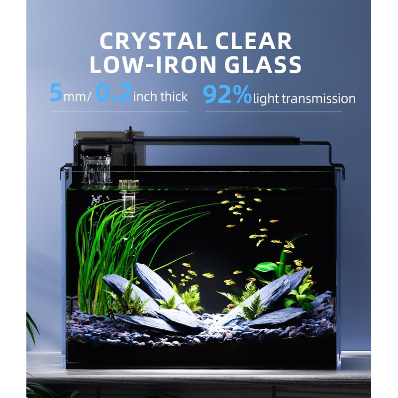 5 Gallon Fish Tank Aquarium Kit with Filter, LED Light