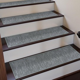 KIMODE Stair Treads for Wooden Steps 15PCS 8"x30" Stair Treads Non Slip, Rubber Backing Stair Runner Washable Safety Stairs Carpet Treads, Indoor Staircase Step Treads for Kids Elder Dogs(Grey)
