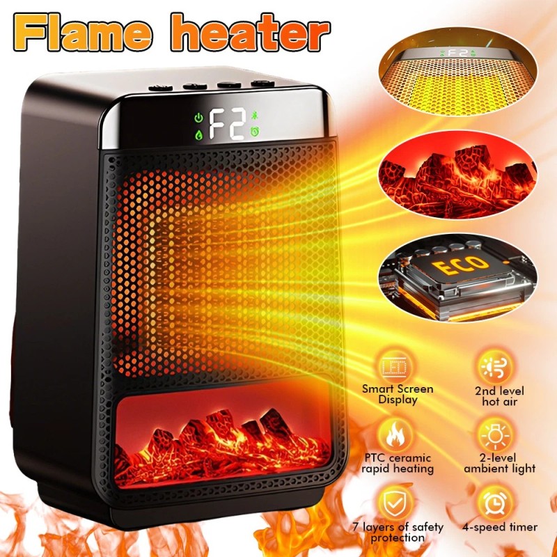 Portable Space Heater for Indoor Electric Flame Heaters PTC Fast