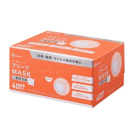 Iris Ohyama PK-NV40G Non-Woven Pleated Children's Mask, Small, Pack of 40, Individually Packaged, Student, White