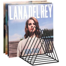 EASEPRES Vinyl Record Holder Storage, 9 Slot Metal Magazine Book Album Display Rack, Stylish Triangle Desktop File Sorter Organizer for Home Office