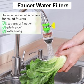 TuoYi 2 Packs Faucet Mount Filters,Faucet Water Filter Purifier Kitchen Tap Filtration Activated Carbon Removes Chlorine Fluoride for Home Kitchen Bathroom,Splash Proof Tap Water Purifier