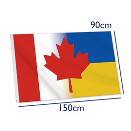 Ukraine Canada Flag,3x5 FT Ukrainian Canadian Flag,36x60 Inch Large Digitial Double-Printed Durable Banner,150D Thick Polyester Outdoor Indoor Decorations with 2 Brass Grommet