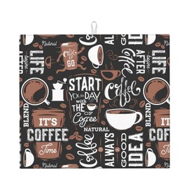 Dark Brown Dish Drying Mat Coffee Cup Pad For Kitchen Mats Coffee Pot Maker Mat For Countertops 16 X 18 Inch