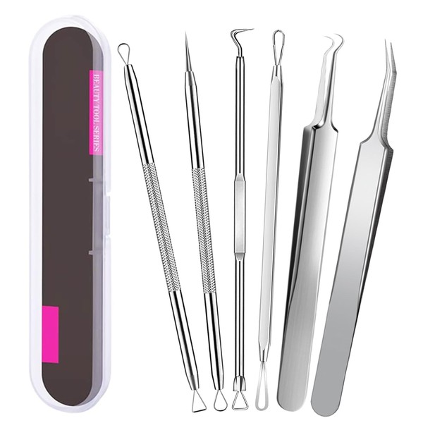Teanpac Blackhead Remover Pimple Popper Tool Kit: 6 Pack Black