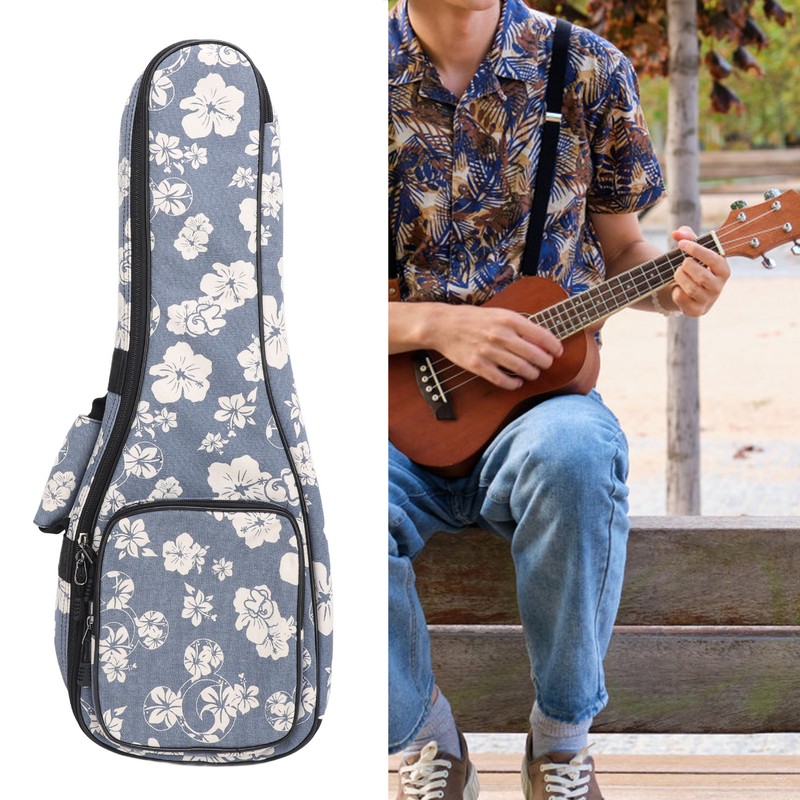 Ukulele Case Backpack Hawaiian Hibiscus Flower Pattern Thickened Ukulele Padded