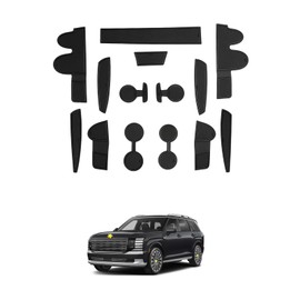 SKTU for 2026 Hyundai Palisade Door Slot Mat for 2026 Hyundai Palisade Accessories Door Groove Gate Pad 14Pcs Fit [7-Seater Only] 2026+ Palisade Door Compartment Cup Center Console Liners (Black)