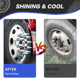 40Pcs 32/33mm Semi Trucks Spike Lug Nuts Covers, ABS Chrome Plastic Anti-Rust Pointed Screw-on Wheel Nut Caps, Lug Nut Covers for Semi Trucks Trailer