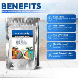 100% Gourmet Baja Mineral Sea Salt 16 Oz. (1 Lb) Rich in 90+ Minerals From Baja California, Small coarse Cooking and Hydration, Hand Harvested-Sun Dried- Low Sodium, Baja Sea Salt