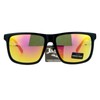 Mens Locs Sunglasses Matte Black Square Frame Fuchsia Mirror Lens