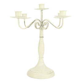 European Style Candelabra 5 Arms Iron Elegant Candle Stick Candelabra for Wedding Restaurant White