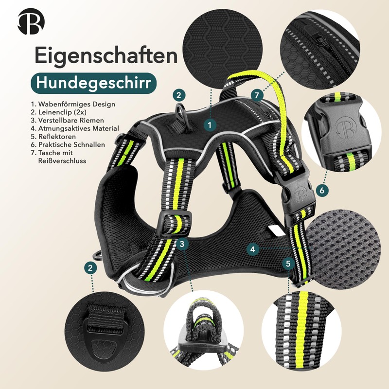 bluzelle Dog Harness for Small Dogs, Reflective Chest Harness with