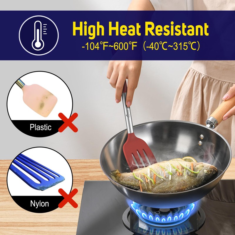 HOTEC Silicone Spatula Set of 2 Heat-Resistant 600°F & BPA-Free