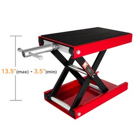 Motorcycle Lift, 1100 LBS Motorcycle Scissor Lift Jack with Wide Deck & Safety Pin, 3.5"-13.5" Center Hoist Crank Stand,Steel Scissor Jack for Street Bikes,Cruiser Bikes,Touring Motorcycles