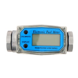 waltyotur 1 Inch Digital Fuel Flow Meter, 2.6-26 GPM Inline NPT Turbine Flowmeter with 3/4 in Adapters