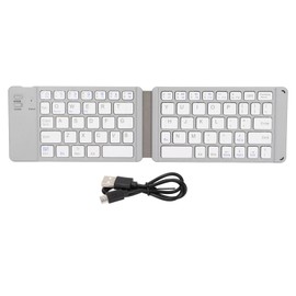 Foldable Wireless Keyboard Rechargeable Long Standby Pocket Size Portable Keyboard for Smartphone Tablet Laptop Travel White
