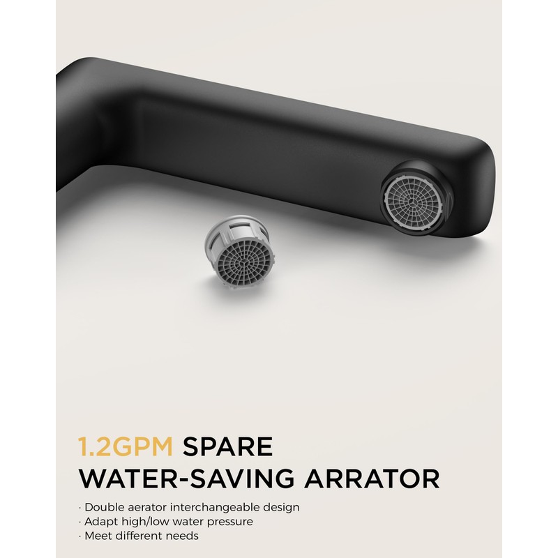 FORIOUS 8 Inch Widespread Bathroom Faucet 3 Hole Matte Black
